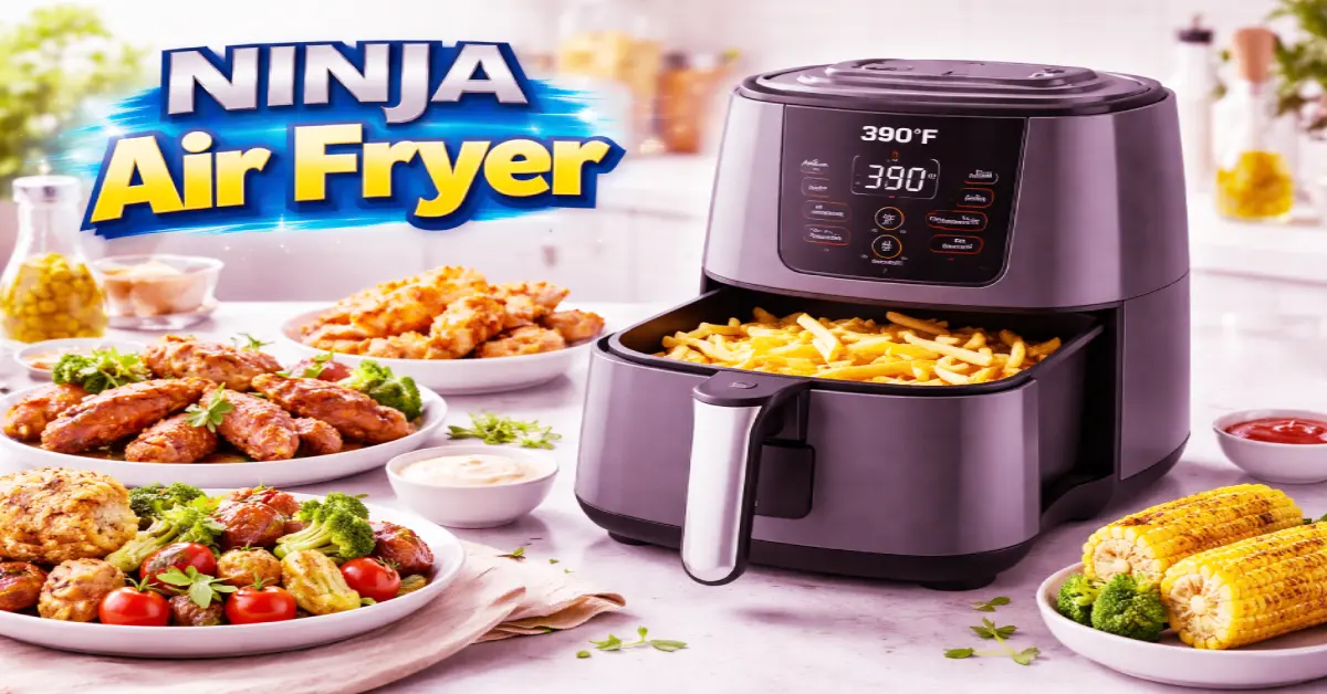 Ninja Air Fryer AF101 sitting on a kitchen counter for healthy diabetic cooking