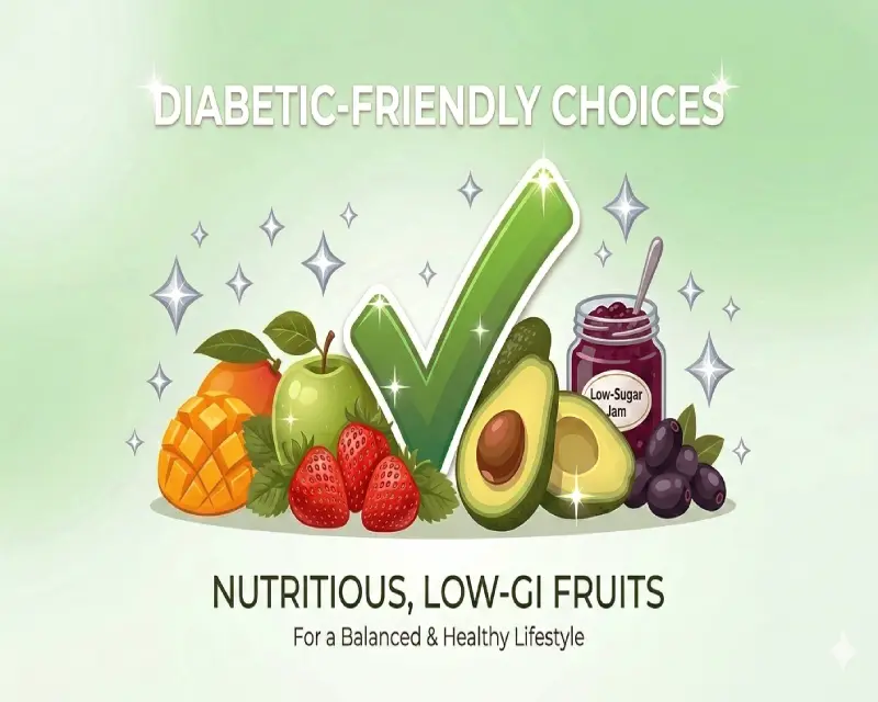 A glass bowl filled with fresh strawberries, blueberries, and sliced green apples, representing a perfect snack for diabetic patients.