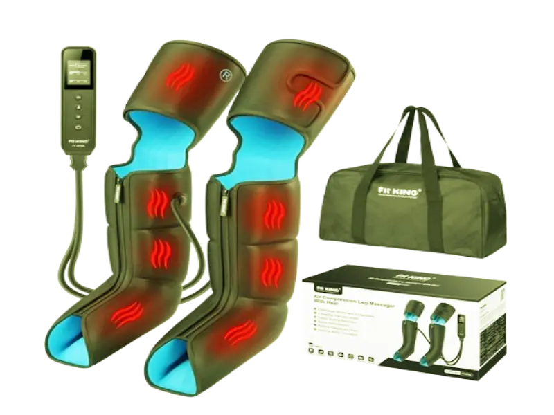 FIT KING Air Compression Leg Massager with handheld controller for diabetic circulation and pain relief.