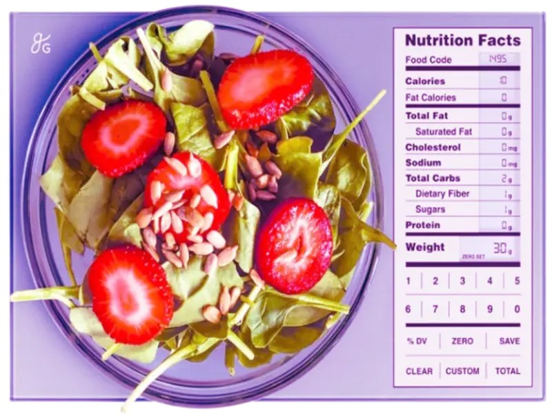 Greater Goods Smart Food Scale tracking macros and calories for simple diabetes management