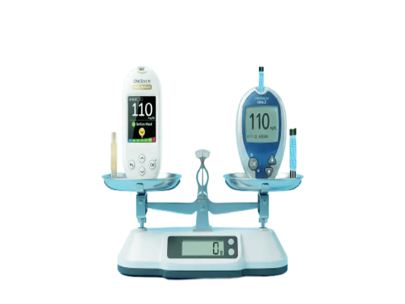Detailed OneTouch Verio vs Ultra display showing glucose readings