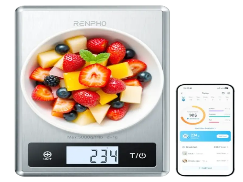 RENPHO Smart Food Scale with Gennec app for tracking nutritional facts and carbs for diabetes