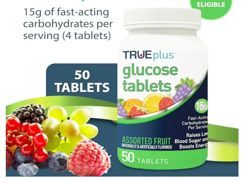 Fast-acting glucose tablets for emergency low blood sugar treatment