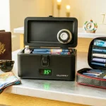 A comparison of the best electric insulin cooler travel cases and insulated medicine bags for 2026, featuring a portable medical refrigerator with a digital temperature display alongside a durable hard-shell travel organizer on a clean wooden surface.
