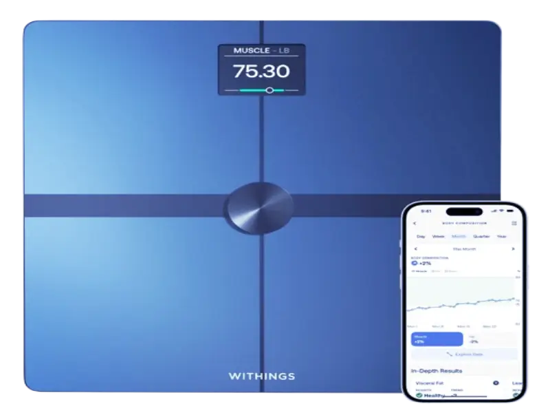 Withings Body+ smart scale showing body composition and weight trends for effective diabetic weight management in 2026.