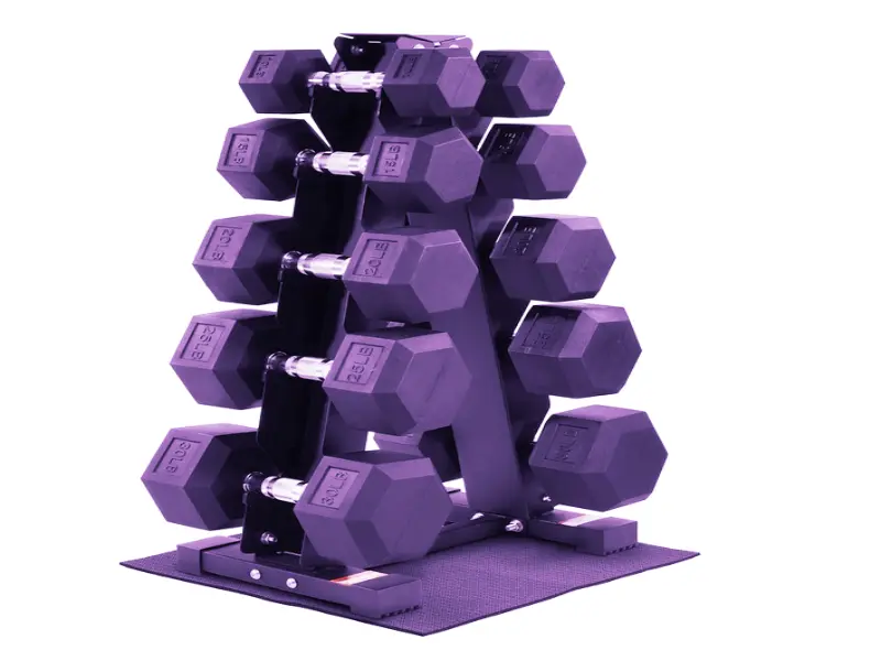 BalanceFrom neoprene free hand weights with a vertical tree stand for light fitness.