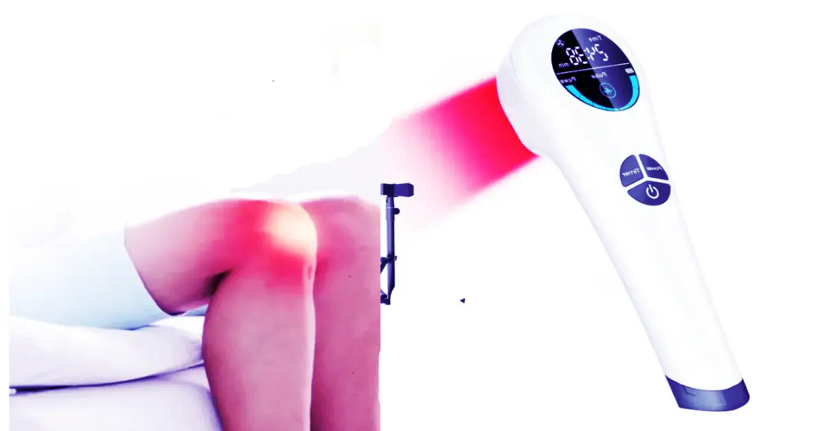 Using a home cold laser for diabetic neuropathy pain relief on a person's foot.