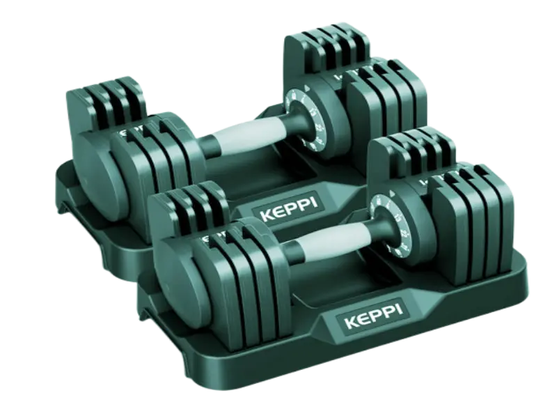 A pair of black rubber hex dumbbells and a solid cast iron kettlebell positioned next to each other for a fitness blog comparison article