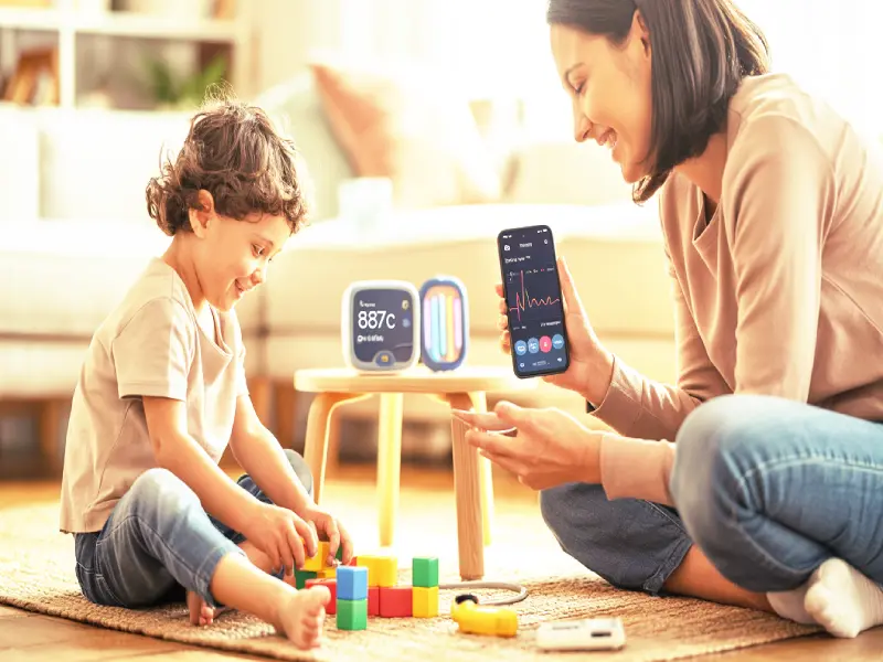 A young child balancing on a wobble board indoors, demonstrating safe physical activities to stabilize blood sugar levels in kids with type 1 diabetes.