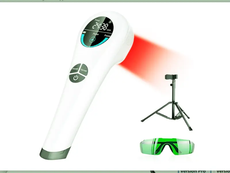 Using the Zelvory dual-wavelength cold laser device at home to treat diabetic foot discomfort.