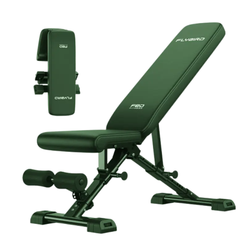 FLYBIRD WB5 ASTM-certified adjustable weight bench with extended backrest for safe strength training.