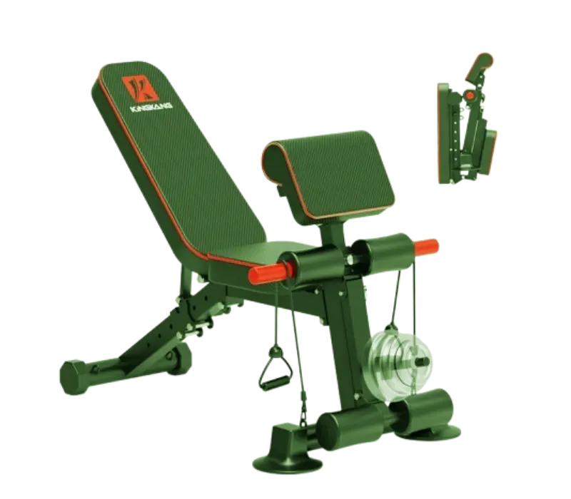 KiNGKANG pre-assembled and foldable adjustable weight bench with 1050lbs maximum load capacity.