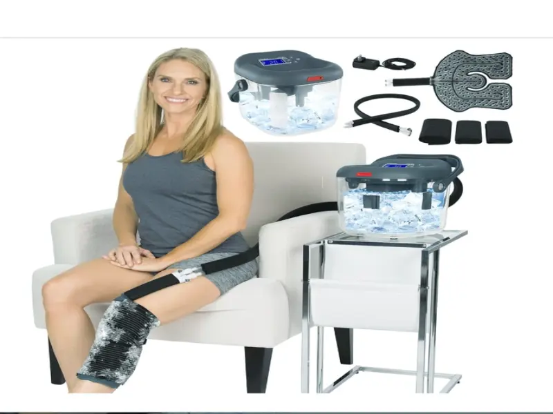 Vive cold therapy machine with quiet pump for knee surgery recovery and swelling relief