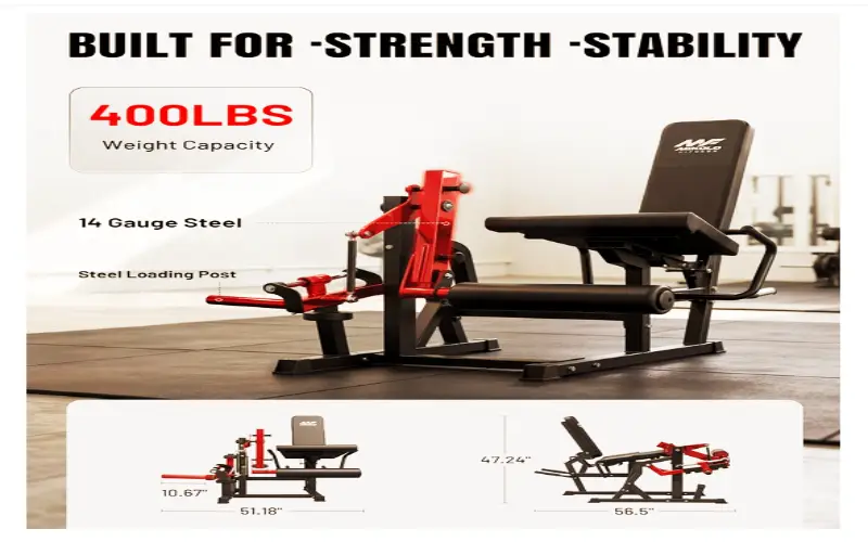 A fitness enthusiast performing seated leg extensions on the Mikolo leg extension and curl machine.