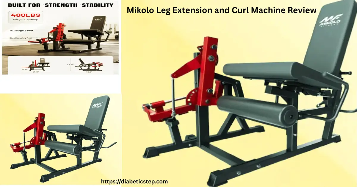 Mikolo leg extension and curl machine with weight plates setup in a compact home gym.