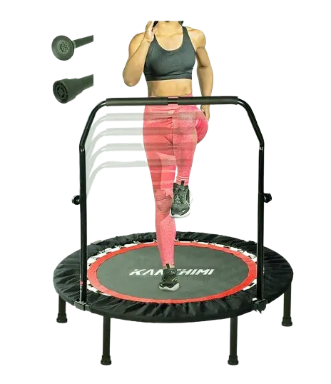 Kanchimi compact folding mini fitness rebounder trampoline with support handle