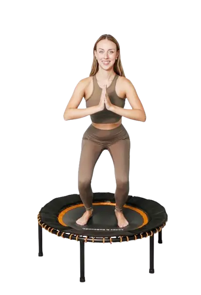 Leaps and rebounds fitness trampoline with smooth bungee cords for joint protection