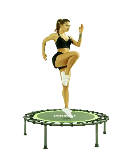 ONETWOFIT hexagonal mini rebounder trampoline with handle for quiet home exercise