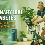 Older adults using a stationary bike for diabetes-friendly exercise and blood sugar management