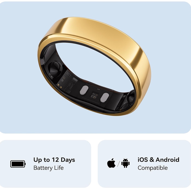 RingConn companion app interface displaying nighttime sleep apnea monitoring, SpO2 blood oxygen drops, and Heart Rate Variability (HRV) metrics.