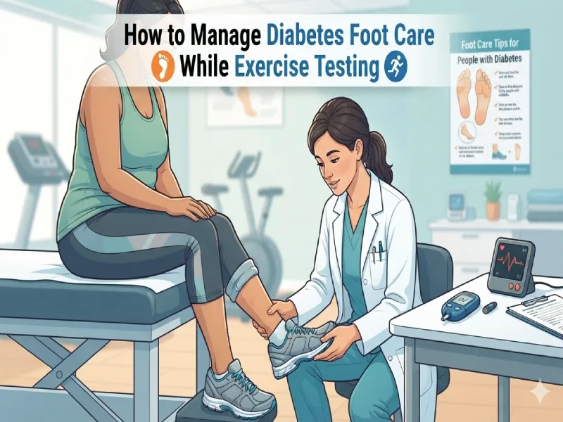 Close-up of a senior inspecting proper diabetic athletic shoes with a wide toe box and cushioned sole.