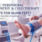 Cold therapy machine with protective sleeve on foot for diabetic peripheral neuropathy safety