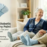 OrthoSleeve Diabetic and Neuropathy Socks 3 Pack package displayed for men and women foot care review.