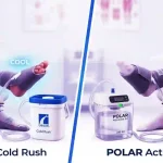 Comparison graphic showing Ossur Cold Rush system vs Polar Active Ice 3.0 for diabetic foot care.